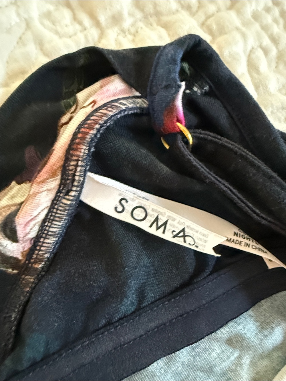 Soma Navy Slip Dress with Pink & Purple Floral Print size XS - Picture 4 of 6